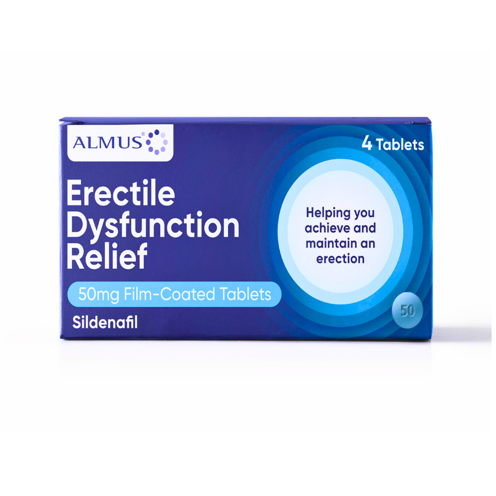 Almus Erectile Dysfunction Relief Tablets 50mg (Sildenafil) - 4 Tablets