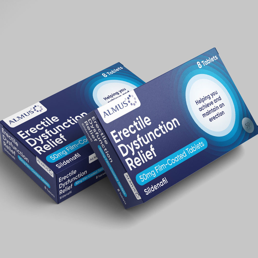 Almus Erectile Dysfunction Relief Tablets 50mg (Sildenafil) - 8 Tablets