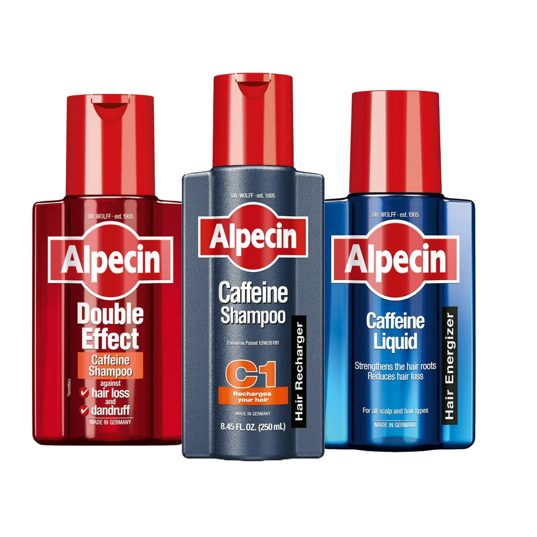 Alpecin Bundle C1 Caffeine Shampoo - 250ml, Double Effect Shampoo - 200ml, Caffeine Liquid - 200ml